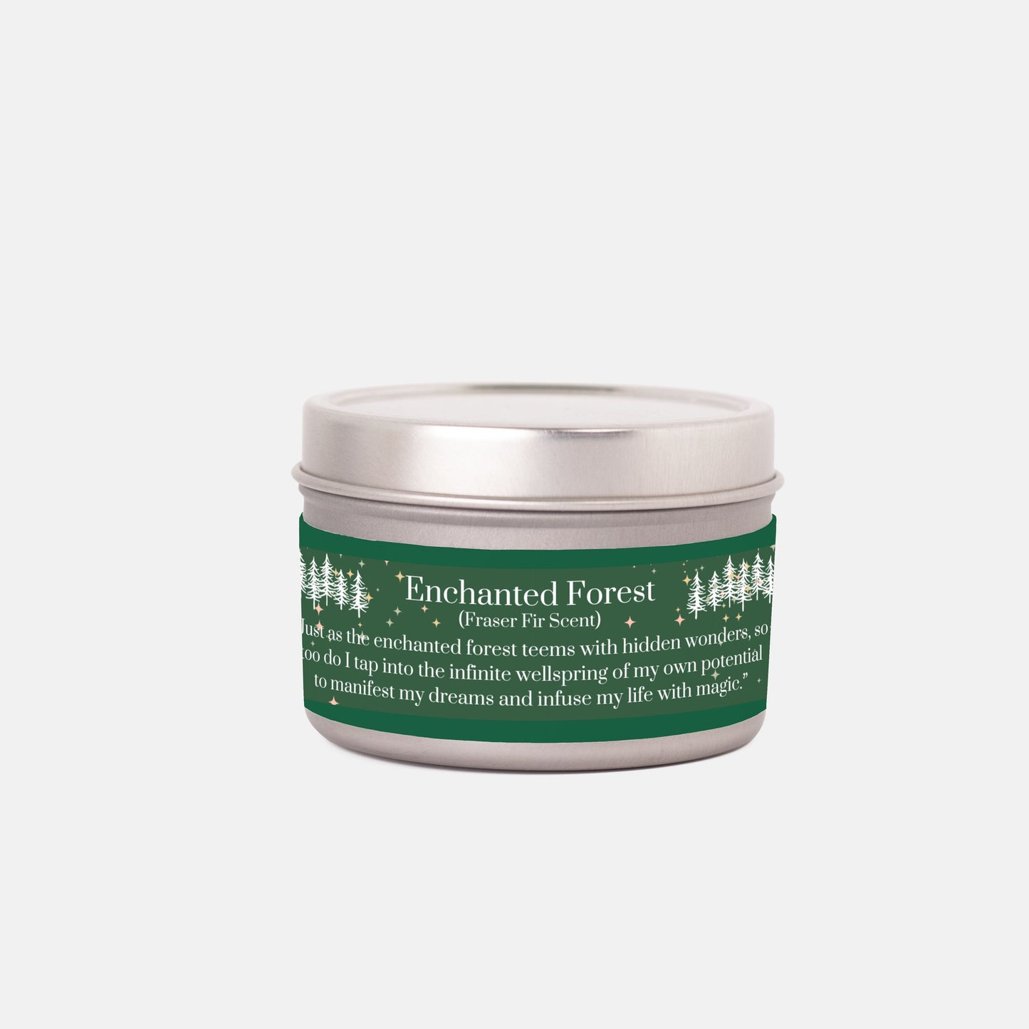 Enchanted Forest Silver Tin 4 oz. Vegan Coconut Soy Wax Candle