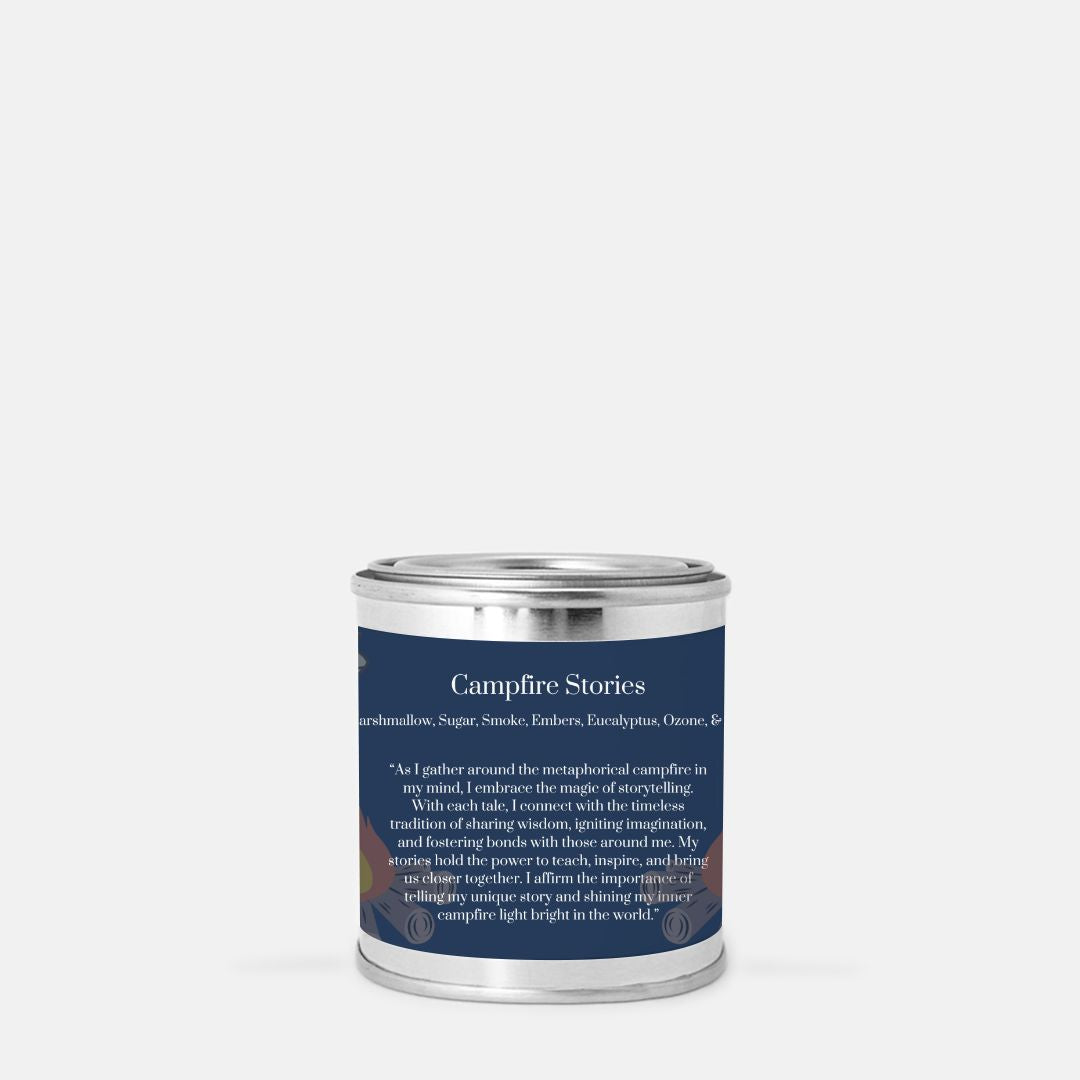 Campfire Stories 8 oz. Vegan Coconut Soy Wax Paint Can Candle with Eco-Friendly Wood Wick