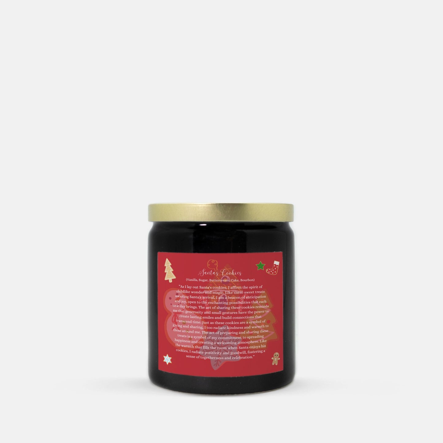 Santa's Cookies 8 oz. Vegan Coconut Soy Wax Ceramic Candle with Black or Gold Lid