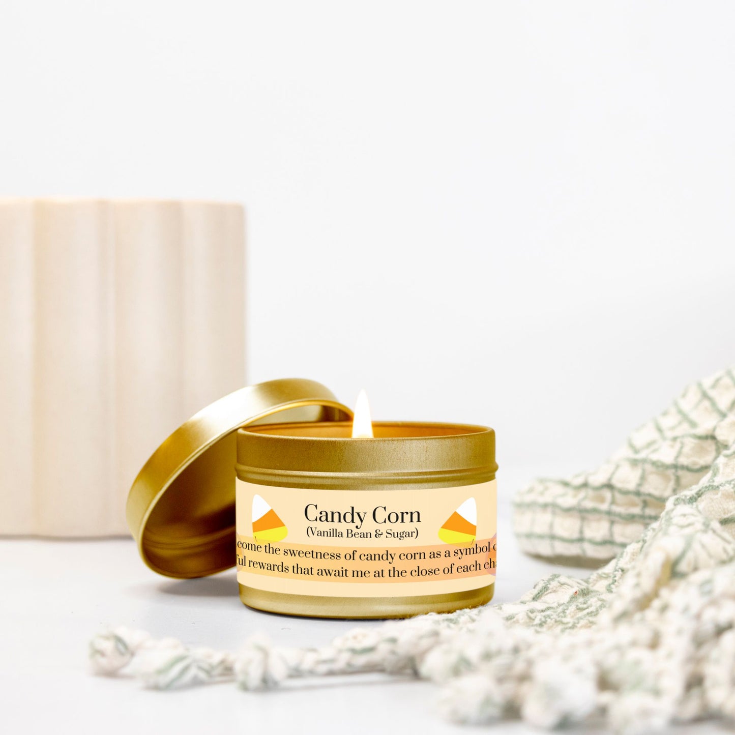 Candy Corn Gold Tin 4 oz. Vegan Coconut Soy Wax Candle