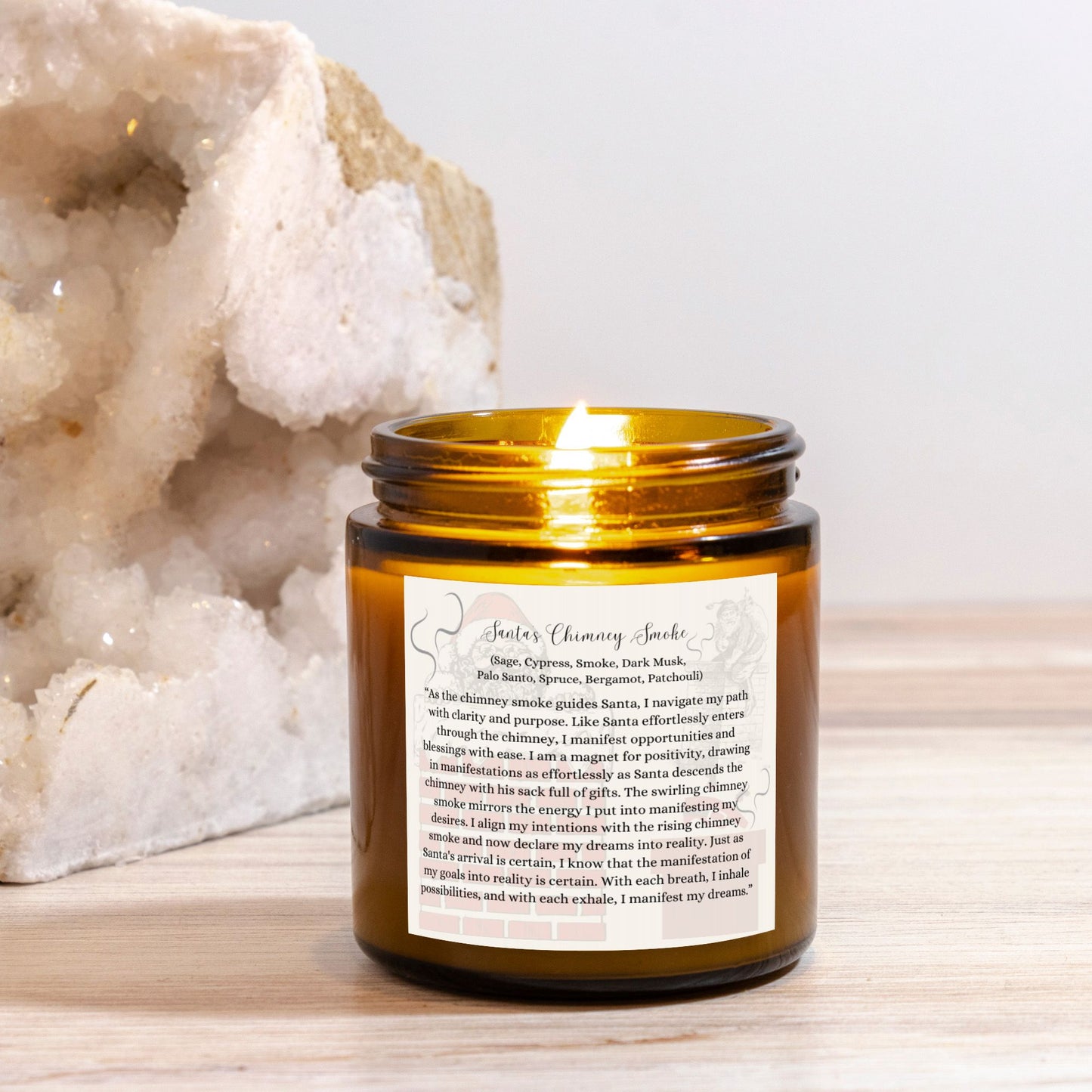 Santa's Chimney Smoke 4 oz. Vegan Coconut Soy Wax Amber Jar Candle