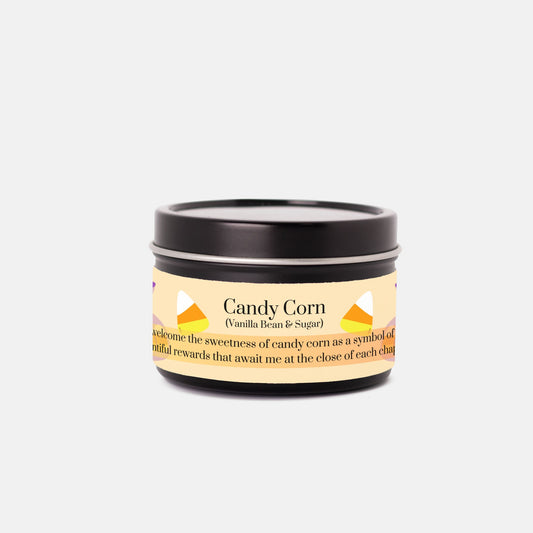 Candy Corn Black Tin 4 oz. Vegan Coconut Soy Wax Candle