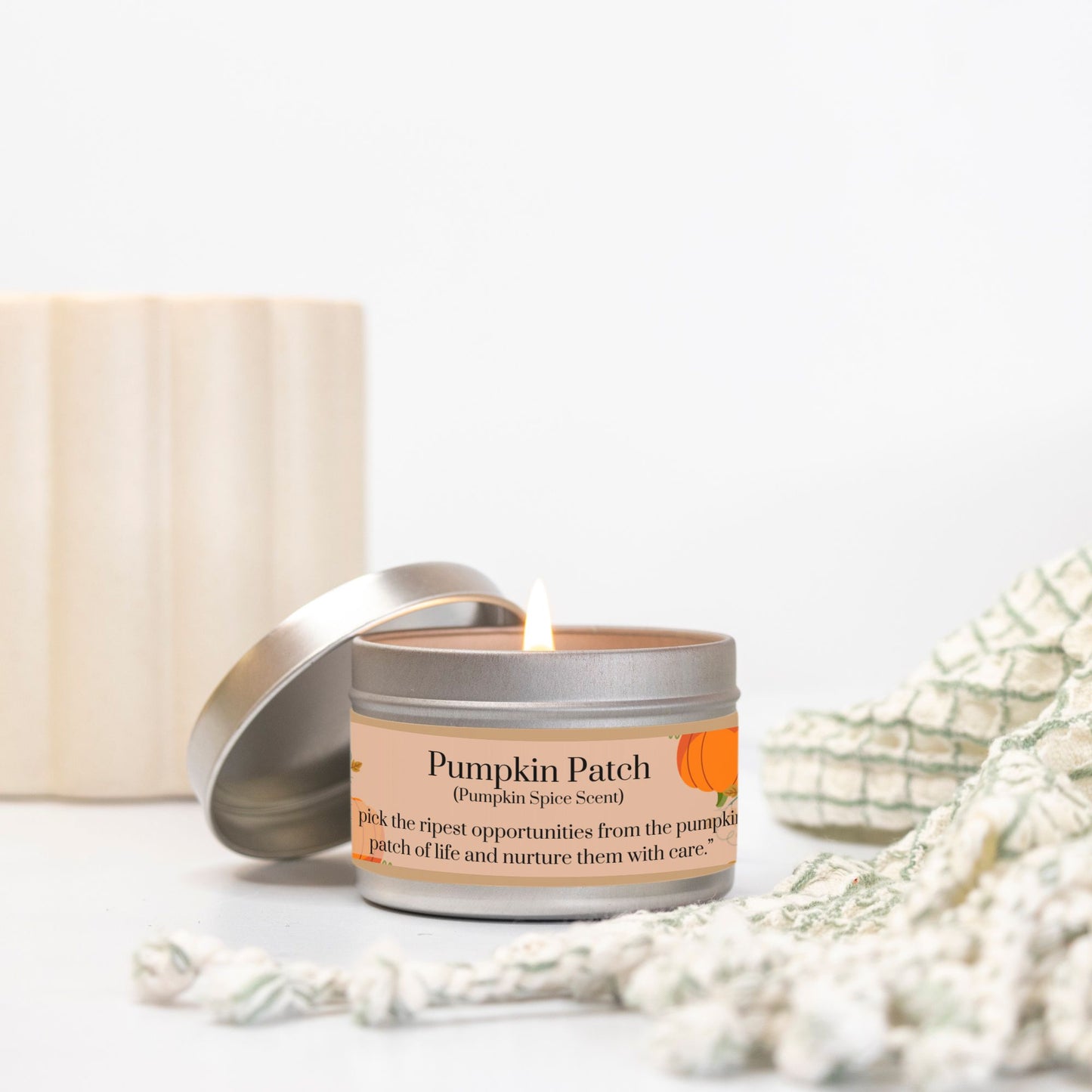 Pumpkin Patch 4 oz. Silver Tin Coconut Soy Vegan Candle