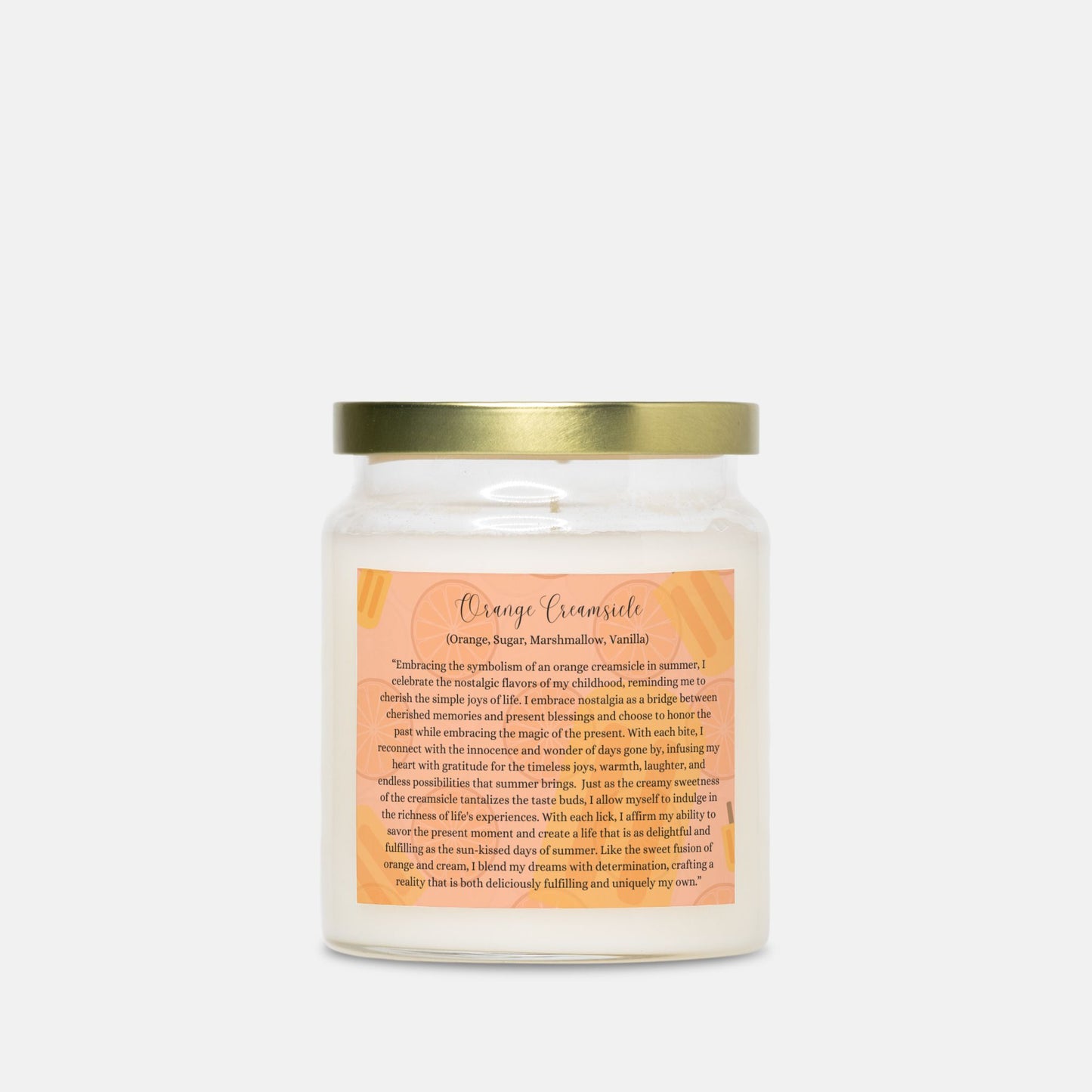 Orange Creamsicle 9 oz. Vegan Coconut Soy Wax Apothecary Jar Candle