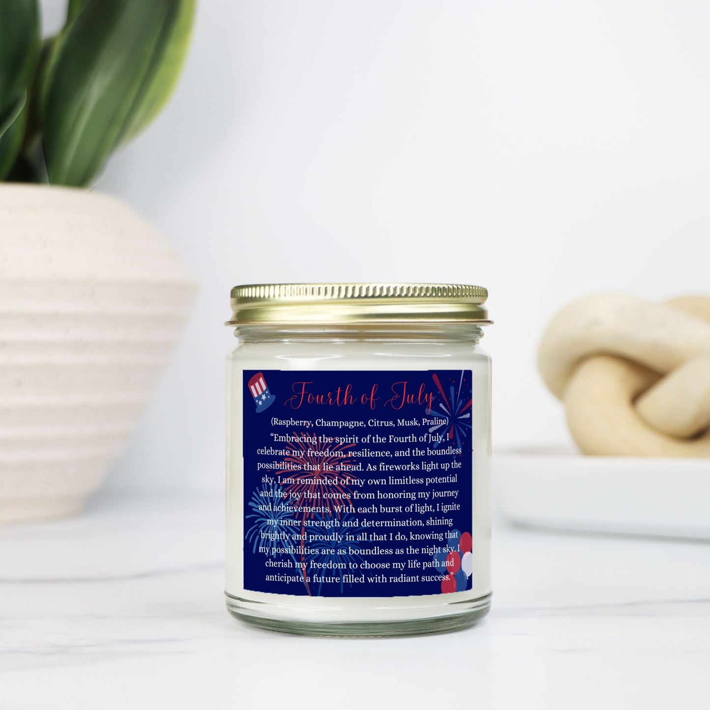 Fourth of July 9 oz. Vegan Coconut Soy Wax Clear Jar Candle