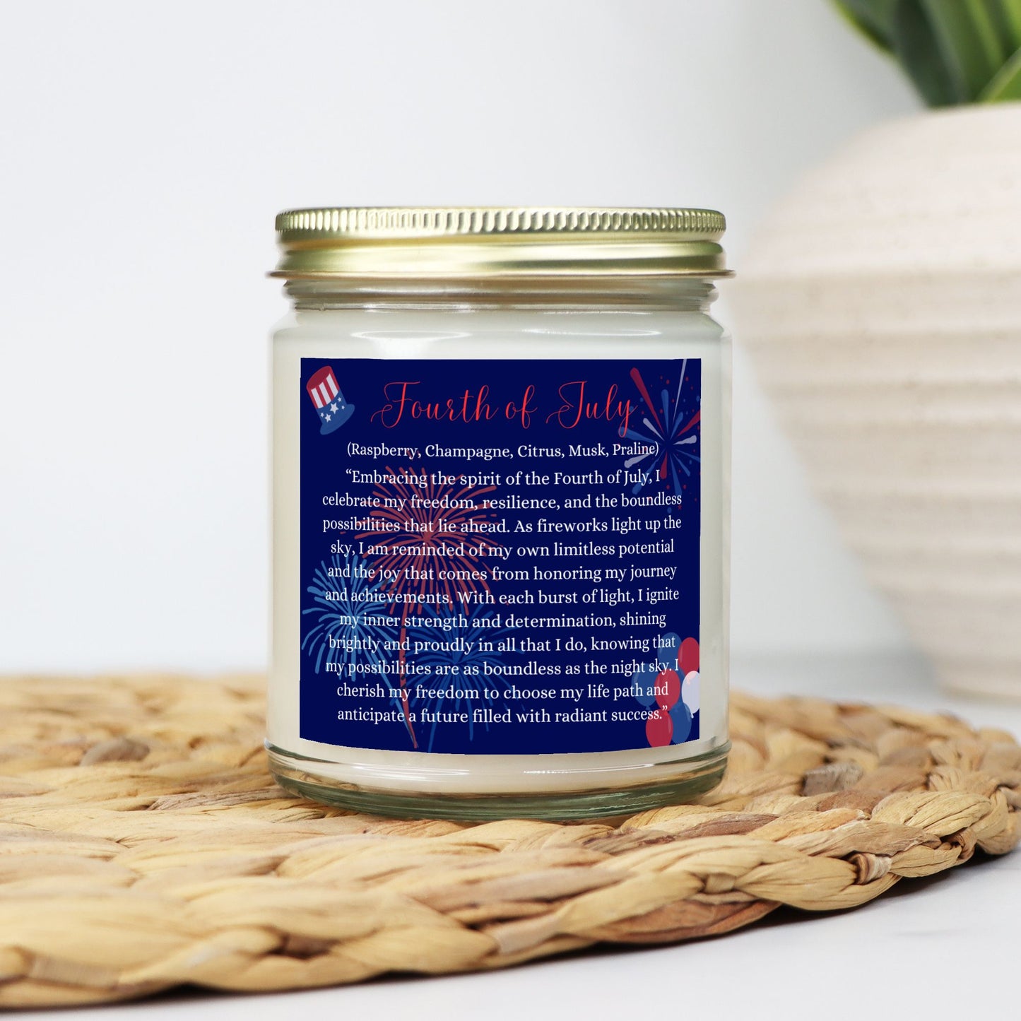 Fourth of July 9 oz. Vegan Coconut Soy Wax Clear Jar Candle