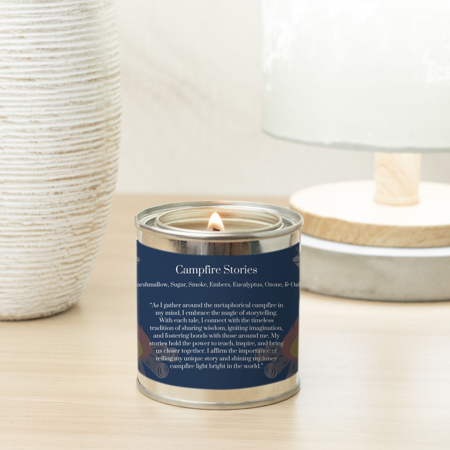 Campfire Stories 8 oz. Vegan Coconut Soy Wax Paint Can Candle with Eco-Friendly Wood Wick