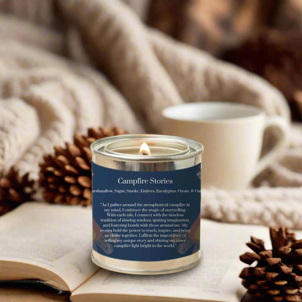 Campfire Stories 8 oz. Vegan Coconut Soy Wax Paint Can Candle with Eco-Friendly Wood Wick