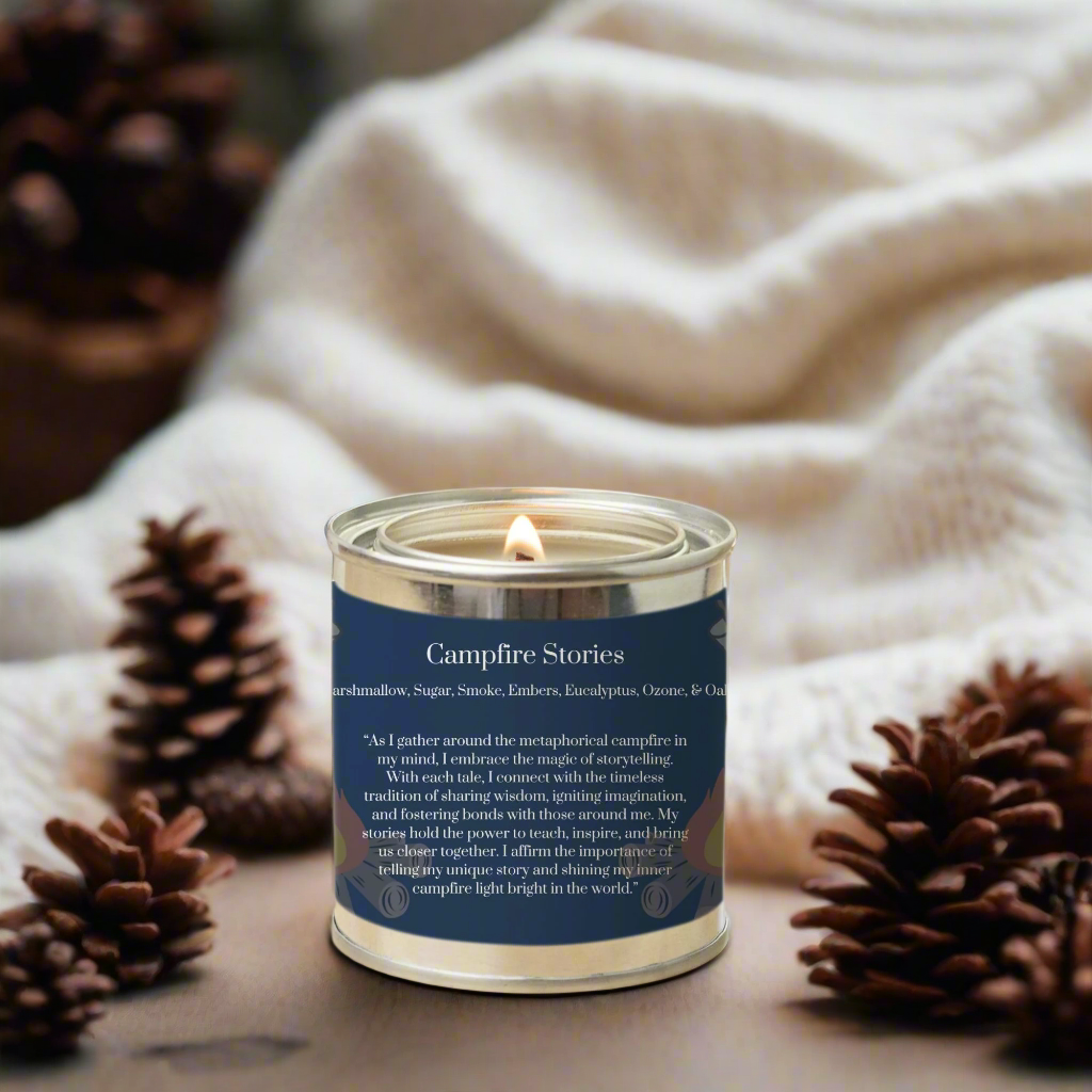 Campfire Stories 8 oz. Vegan Coconut Soy Wax Paint Can Candle with Eco-Friendly Wood Wick