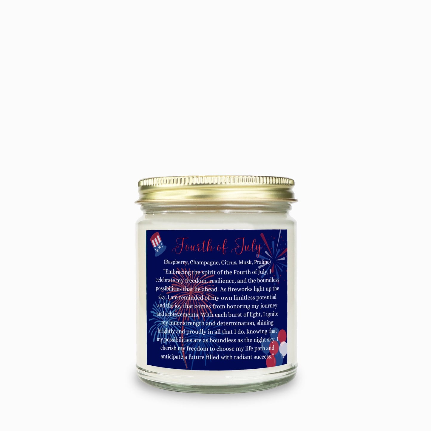 Fourth of July 9 oz. Vegan Coconut Soy Wax Clear Jar Candle