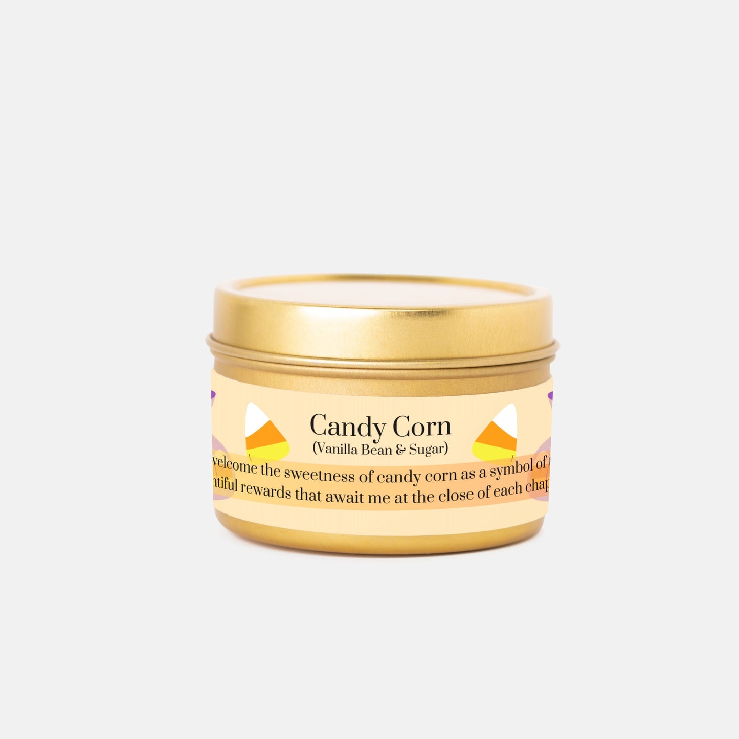 Candy Corn Gold Tin 4 oz. Vegan Coconut Soy Wax Candle