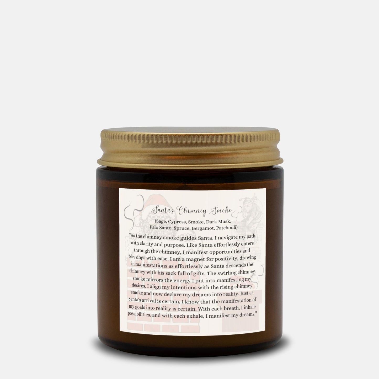 Santa's Chimney Smoke 4 oz. Vegan Coconut Soy Wax Amber Jar Candle