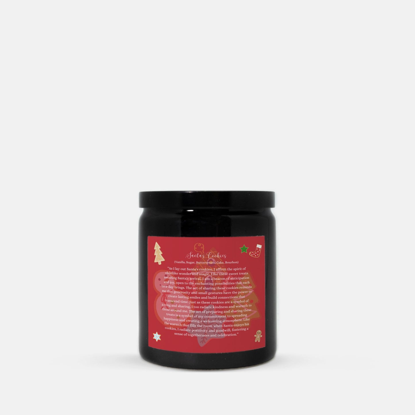 Santa's Cookies 8 oz. Vegan Coconut Soy Wax Ceramic Candle with Black or Gold Lid