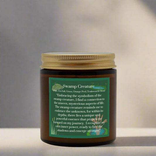 Swamp Creature 4 oz. Amber Jar Vegan Coconut Soy Wax Candle