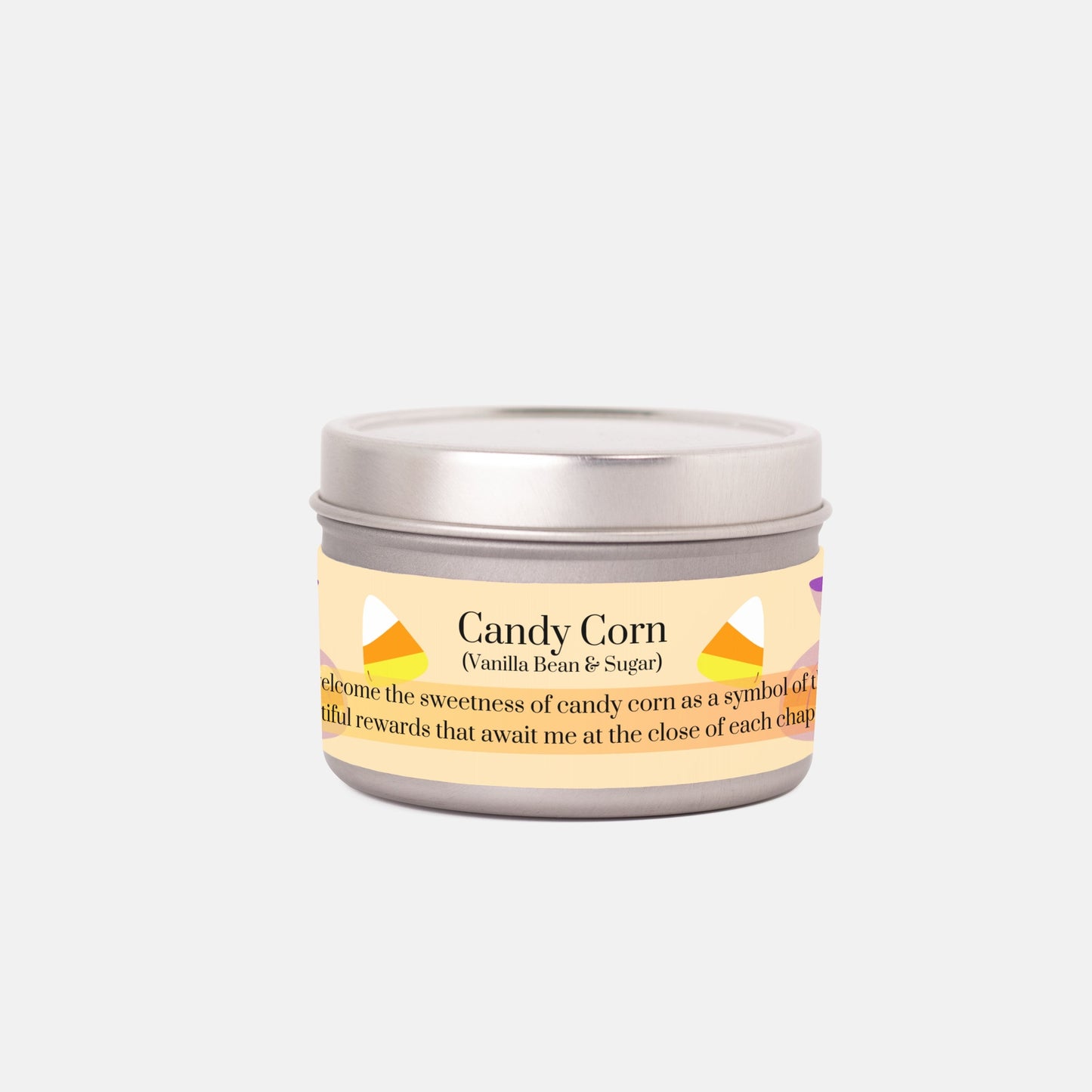 Candy Corn Silver Tin 4 oz. Vegan Coconut Soy Wax Candle