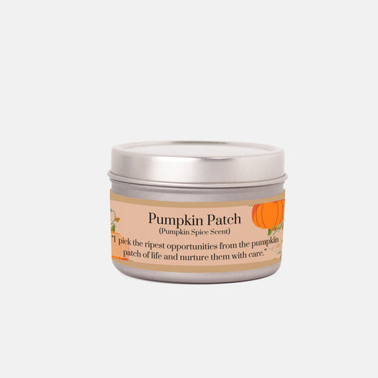 Pumpkin Patch 4 oz. Silver Tin Coconut Soy Vegan Candle