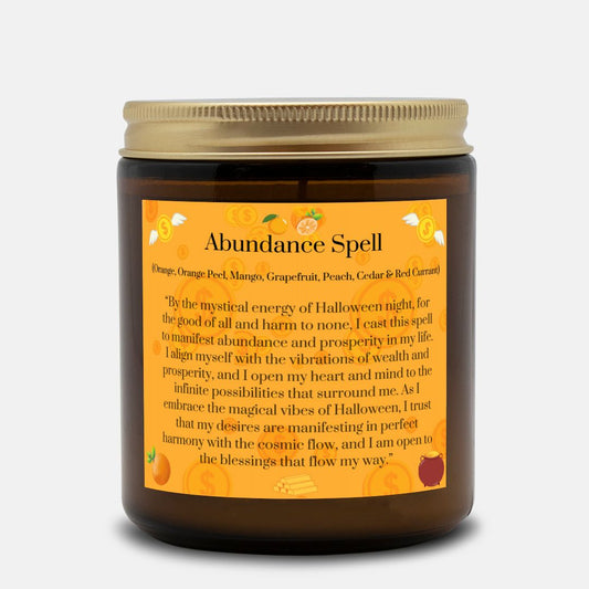 Abundance Spell 9 oz. Amber Jar Vegan Coconut Soy Wax Candle