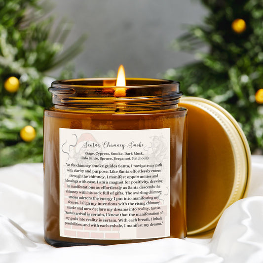 Santa's Chimney Smoke 4 oz. Vegan Coconut Soy Wax Amber Jar Candle